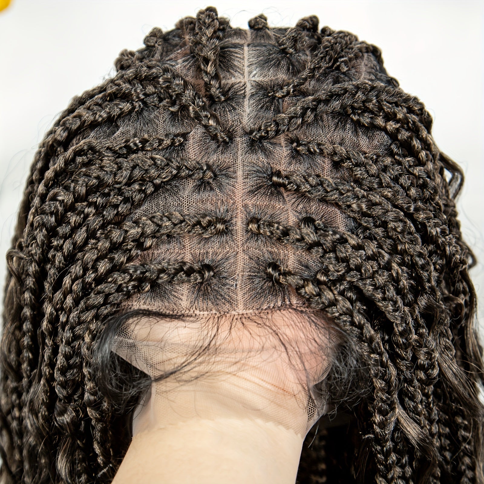 1pc Elegant Full Lace Curly Braided Wig for Women, High-Temperature Fiber, 150% Density, Full Lace Area, Versatile Long Style, Soul Goddess Collection